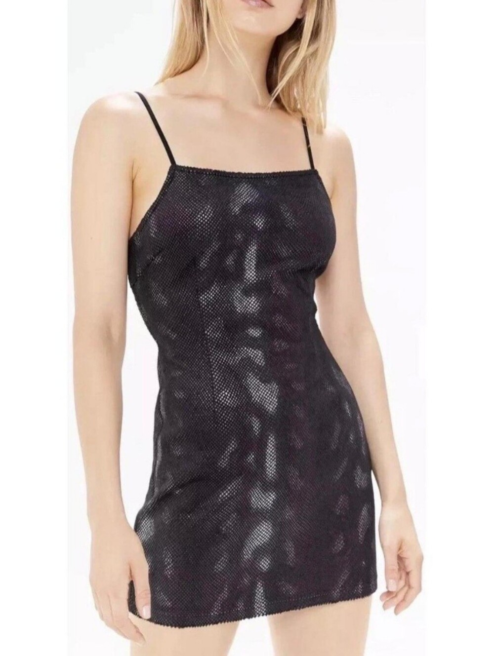 **Urban Outfitters Black Mesh Low Back Mini Dress Size Medium**